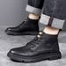 European Warm Series Men's Martin Spring And Autumn 2025 New Genuine Leather High-top Shoes Soft Sole Casual Work Black Boots_vogvips.com
