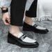Suitable For All Seasons Loafers Color Block Large Size Business Casual Leather Shoes Slip-On 38-46 Nightclub Hairstylist Pointed Toe_vogvips.com