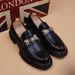 Euro Step New Thick-Soled Brogue Business Casual Height-Increasing Men's Leather Youth Breathable Slip-On Trendy British Pointed_vogvips.com
