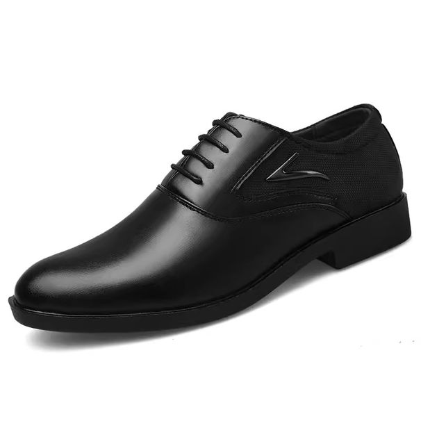 Men's Business Casual Round Toe British Lace Up Men's Leather Workwear Shoes, Trendy Plus Size Work Commuting Shoes_vogvips.com