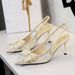 7317-AH99 French Sweet Style Sequin Beaded Bow High Heels Pointed Toe Backless Strap Women's Shoes_vogvips.com