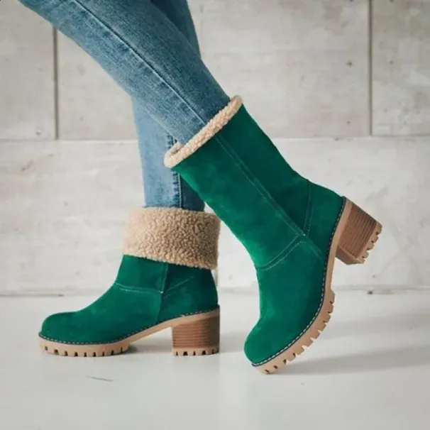winter outdoor warm fur waterproof womens snow thick round toe short boots 240911_vogvips.com