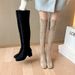 Over-the-Knee For Women, High Heel Stretch Khaki Suede Long Boots, 2023 New Style, Petite Slim Boots_vogvips.com