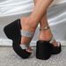 New Women's Large-size Cross-border Foreign Trade Shoes With Wedge Heel, Thick Sole, Comfortable Silver High-heeled_vogvips.com