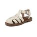 Flat Bottomed Hollowed Out For Women's Summer New Korean Woven Roman Shoes With A Toe Bag And Back Empty Sandals In_vogvips.com