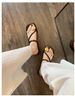 Square Gold Buckle Toe Post Sandals For Women 2025 Summer New Style Outdoor Simple Stunning Super Popular Low Heel_vogvips.com