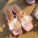 Women's Floral Square Toe Slides - Women's Chunky Heel Open Toe Sandals For Vacation_vogvips.com