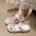 Women's Summer Ballet Clogs, EVA Soft Elastic, Slimming, Iridescent, With Glass Flowers Pearls, For Home And Outdoor_vogvips.com