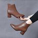 2025 Autumn Winter New Versatile Fashion In Stock Thick High Heel Pointed Toe Martin Fleece Lined Thickened Commuter_vogvips.com