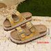 Summer Double Buckle Thick Soled Slippers Plus Size Rhinestone Hemp Rope Beach Sandals For Women_vogvips.com