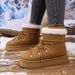 Women's Winter Snow Boots With Cross Strap Design, Thick Fur Lined, Non-Slip Rubber Sole, Short Shaft, Comfortable (Black, Beige, Camel)_vogvips.com