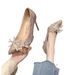 MTX Spring Summer New Silver Rhinestone Bow Crystal Fairy Elegant Socialite Stiletto Women's Single Shoes French High Heels_vogvips.com