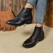 New Plus Size Black Martin Thick Heel, Lace Up Small Leather Shoes, High Heels, Trendy Short Boots, Women's Autumn_vogvips.com