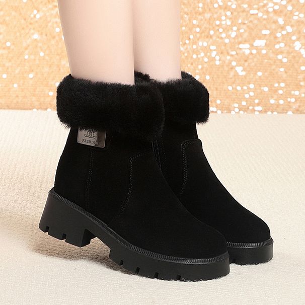 Snow Boots For Women In Winter, Flat Bottom Anti Slip And Plush Warm Cotton Shoes, Cold Resistant British Martin Boots For Women_vogvips.com