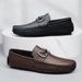 Loafers Casual Leather Shoes Men's Leather Lazy Shoes Soft Sole Embossed Soft Surface Men's Doudou Shoes_vogvips.com