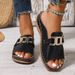 Casual Fashion Thick Bottom Sandals Women's New Model Large Size Simple Metal Buckle Fish Mouth Cool Summer Slippers_vogvips.com
