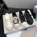 2026 New Cross-Strap Thick-Soled Canvas Summer Cowhide Night Meteor Shoes, Black And White Contrast Casual Dirty Shoes_vogvips.com