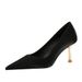 9527 French-style Fashion Banquet Pointed-toe Shallow Gold Silk Satin High-heeled Women, High-end Metal Stiletto Single_vogvips.com