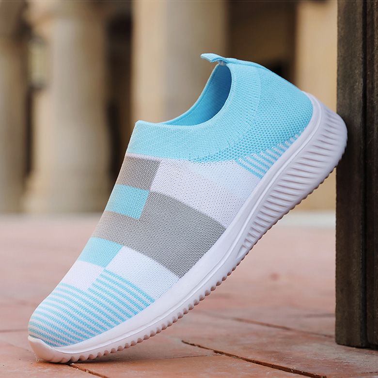 Vulcanized Zapatillas Mujer Knitted Sneakers Women New Flat Mix Color Vulcanize Shoes Casual Chaussure Femme_vogvips.com