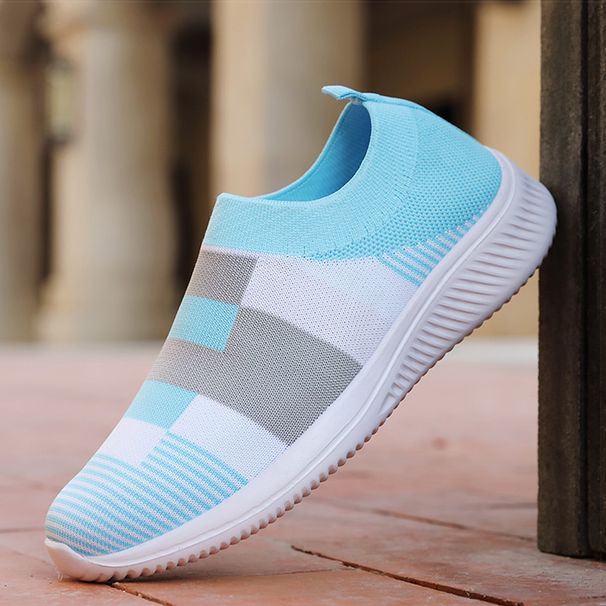 Vulcanized Zapatillas Mujer Knitted Sneakers Women New Flat Mix Color Vulcanize Shoes Casual Chaussure Femme_vogvips.com