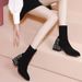 Suede Short Versatile Stretch Sock Boots Shoes For Women 2025 New Korean Style Round Toe Slim Elegant Pearl Rhinestone_vogvips.com