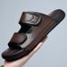 Fashion Men's Slippers Casual Leather Sandals Comfortable Beach Slides Lightweight Summer Flip Flops Man Outdoor Daily_vogvips.com