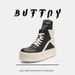 Inverted Triangular Thick Baseplate Shoes Men's Black And White Leather Dark High Street Couple Tide Shoes_vogvips.com