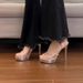 Waterproof Silver High For Women, Elegant And Comfortable, Sparkling Rhinestone Thick Sole Sandals With Thin Heels_vogvips.com