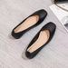 Genuine Leather Work Black Square Toe Flat Workwear Professional Office Interview Flight Attendant Soft Sole Single_vogvips.com