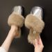 Women's Shoes Large Size Casual Flat Bottom Fur Slippers Autumn And Winter New Style Baotou Bright Leather Warm Fur Slippers_vogvips.com