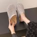 Women's Rhinestone Fishnet Closed Toe Sandals Breathable Hollow out Slip-On Mules Summer 2026 New Fashion_vogvips.com