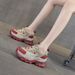 Thick-soled Retro Dad Shoes Women's Height Increase Casual Versatile Sports Hot Diamond Red Women's Shoes_vogvips.com