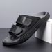 The First Layer Of Cowhide Cloth Slippers Men's 2026 Summer Wear Sandals Men's Thick-bottomed Beach Trend Two-word Slippers_vogvips.com