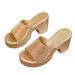 Plus Size High Heeled Sandals For Women Outdoor Summer Style Chunky Sequined Heel European American Style_vogvips.com