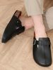 Men's Mules New Spring Retro Slip-On Casual Loafers Pu Upper Cork Grain Closed-Toe Half-Slip Flat Slippers With Adjustable Buckle_vogvips.com