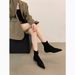 Trendy Brand 2025 Autumn Winter New Simple Suede Sock Flat Heel Slim Elegant Pointed Toe Short Boots For Women_vogvips.com