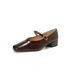 French Square Head Single Shoes Women's Light Mouth Thick Heel With Buckle Mary Jane Shoes_vogvips.com
