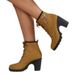 Plus Size Chunky Heel Short Martin For Women 2023 New Lace-Up Round Toe Casual Fashion Leather Boots_vogvips.com