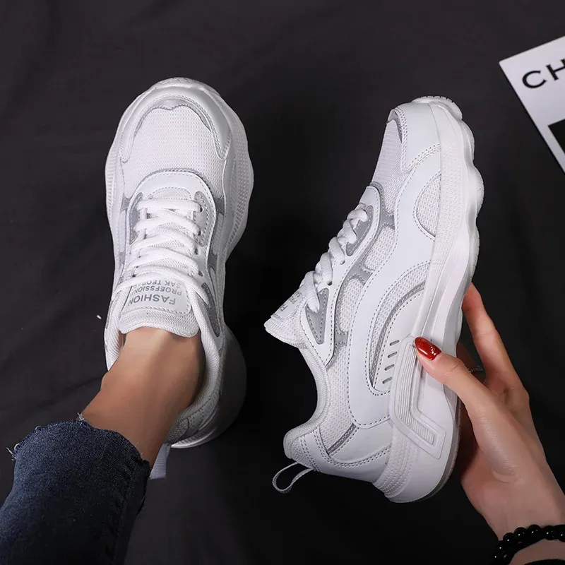 2025 Spring Autumn Women Sneakers Breathable Platform Sports Shoes Patchwork Comfortable Lace Up Vulcanized Basket Enfant Fille_vogvips.com