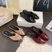 Summer Bowknot Wedge Heel Mules, Closed-toe Half-slippers For Women, French-style Elegant Shallow Pointed-toe Outdoor_vogvips.com