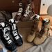 Women Boxing Boots Cowhide Version~Flat Inner Height Increasing Martin For Women 2025 New Boxing Suede Leather Lace-Up Short German_vogvips.com