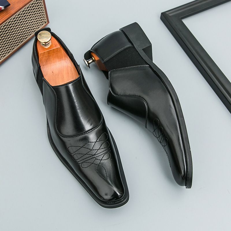 Men's Slip-On Pointed Toe Loafers - British Style Two-Tone Casual Shoes For Work & Formal Occasions_vogvips.com