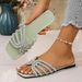 Foreign Trade Plus-size Flat For Women, 2025 Summer New Model, Solid Color, Lightweight, Decorated With Rhinestones, Women's Slippers_vogvips.com