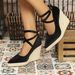 Women's Chunky Heel Platform Sandals With Cross Strap Buckle Closure - Cork Sole Espadrille Shoes Vacation Vacation Style Straw Rope Bottom_vogvips.com