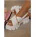 Foreign Trade Thick-soled Sandals Women's Cross Buckle Chain Decoration Leaky Toe Cross Small Fragrance Rhombic Lattice Beach Sandals_vogvips.com