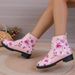 2025 Rose Print High-top Women's Plus Size Martin Autumn Winter New Fashion Work Boots_vogvips.com