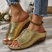 Women's New Plus Size With Thick Sole, Fish Mouth, Car Stitching, Crocodile Pattern PU Women's Slippers_vogvips.com