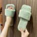 Large Size Furry For Women 2021 Autumn Winter New Flat Slide Sandals Internet Celebrity Outdoor Cotton Slippers Trendy_vogvips.com