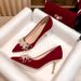 Women's Shoes Elegant Red Pointed-Toe High Heels For Women - Stylish Stiletto Pumps With Soft Suede Upper And Comfortable Rubber Sole_vogvips.com