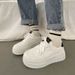 Thick Sole Mesh Breathable Casual Single Lace Up Round Head Solid Color Sports Women's Shoe_vogvips.com